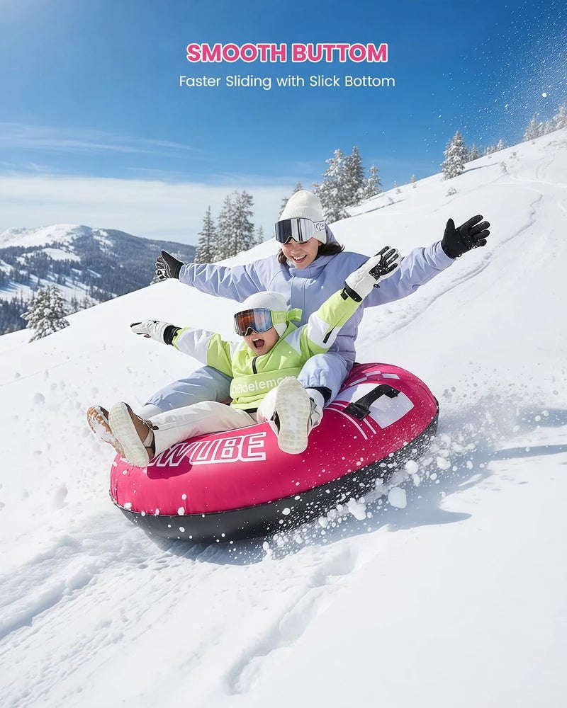 Hyfoo Snow Tube for Adult and Kids,Infatable Heavy Duty Snow Sled with Canvas Cover, Padded Handles, Thickened Bottom,Winter Outdoor Toy Gift - Image 2
